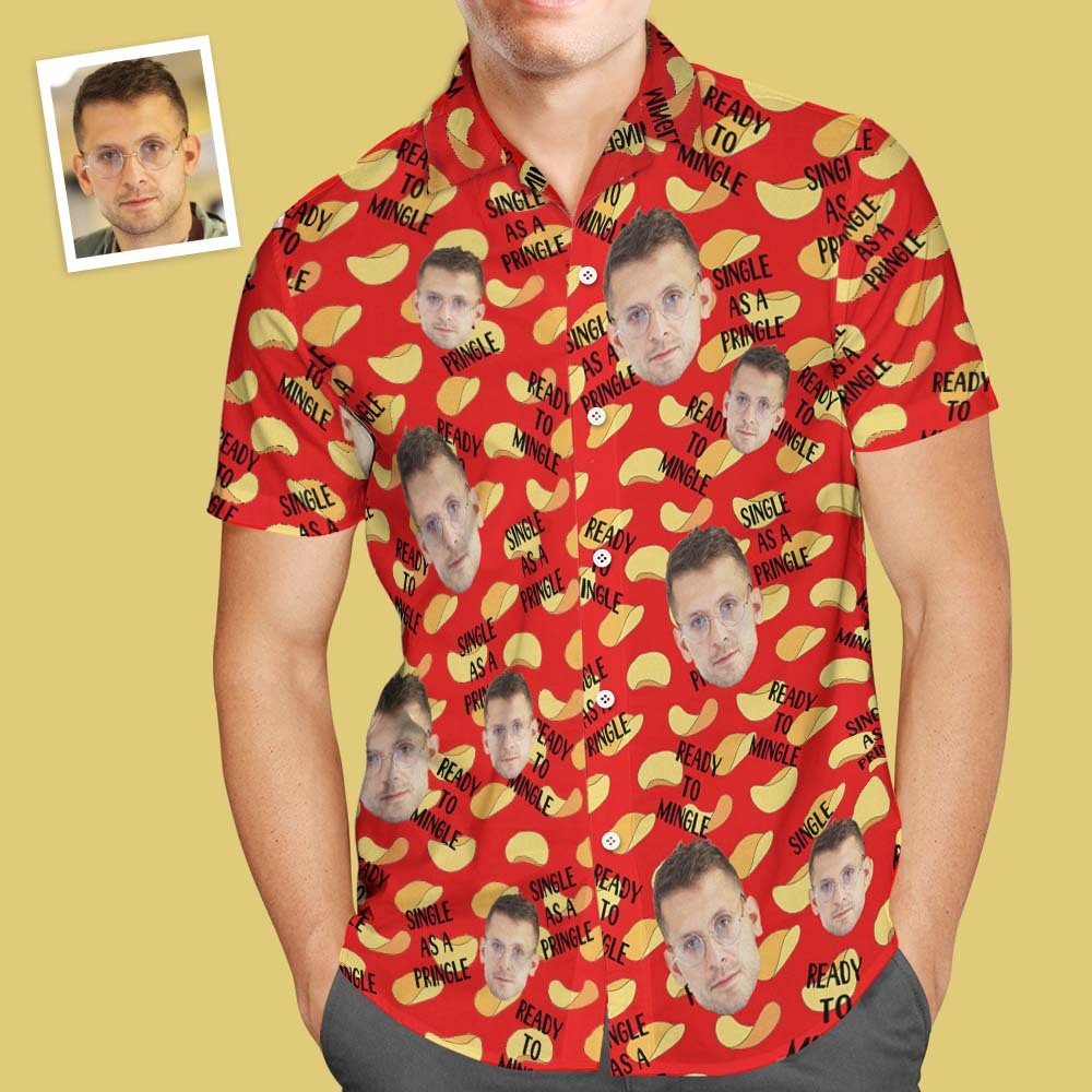 Custom Face Herren Hawaiihemd Single Als Pringle-shirt - 