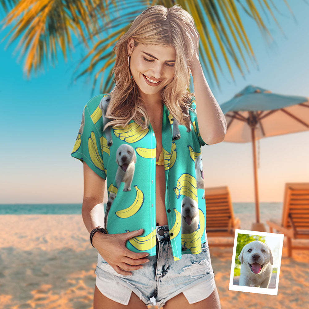 Kundenspezifischer Hundegesicht-hawaiischer Art-bananen-hund Und Inhaber-zusammenpassende Hawaiische Hemden -