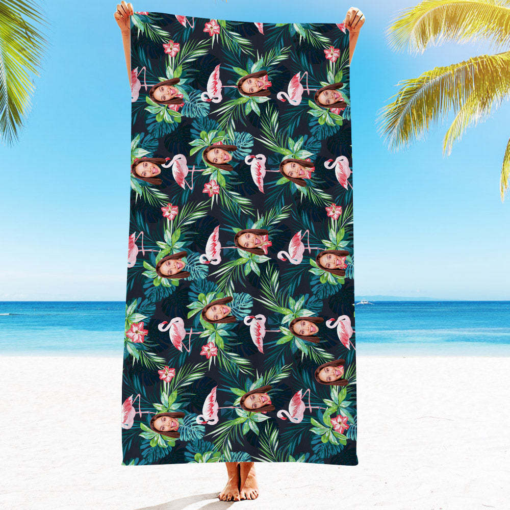Strandtuch Mit Individuellem Gesicht, Individuelles Strandtuch Im Hawaiianischen Stil, Lustiges Geschenk - FotoSocken