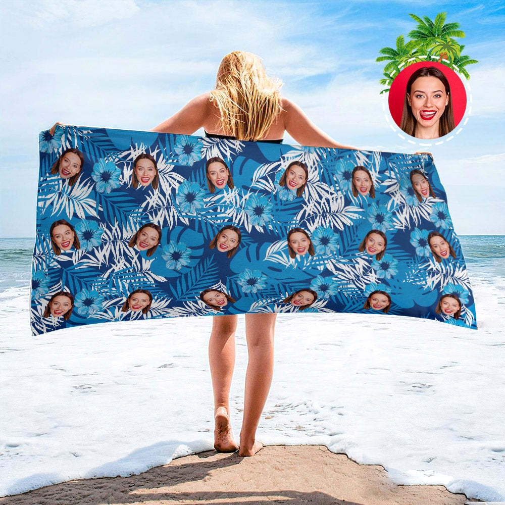 Strandtuch Mit Individuellem Gesicht, Individuelles Strandtuch Im Hawaiianischen Stil, Lustiges Geschenk - FotoSocken