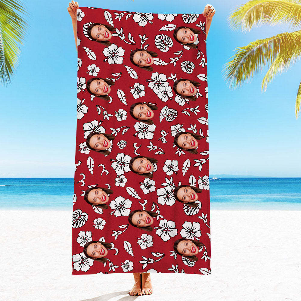 Strandtuch Mit Individuellem Gesicht, Individuelles Strandtuch Im Hawaiianischen Stil, Lustiges Geschenk - FotoSocken