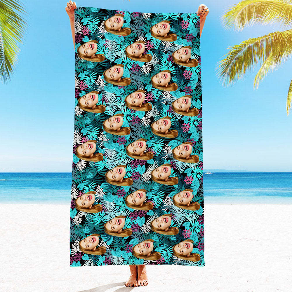 Strandtuch Mit Individuellem Gesicht, Individuelles Strandtuch Im Hawaiianischen Stil, Lustiges Geschenk - FotoSocken