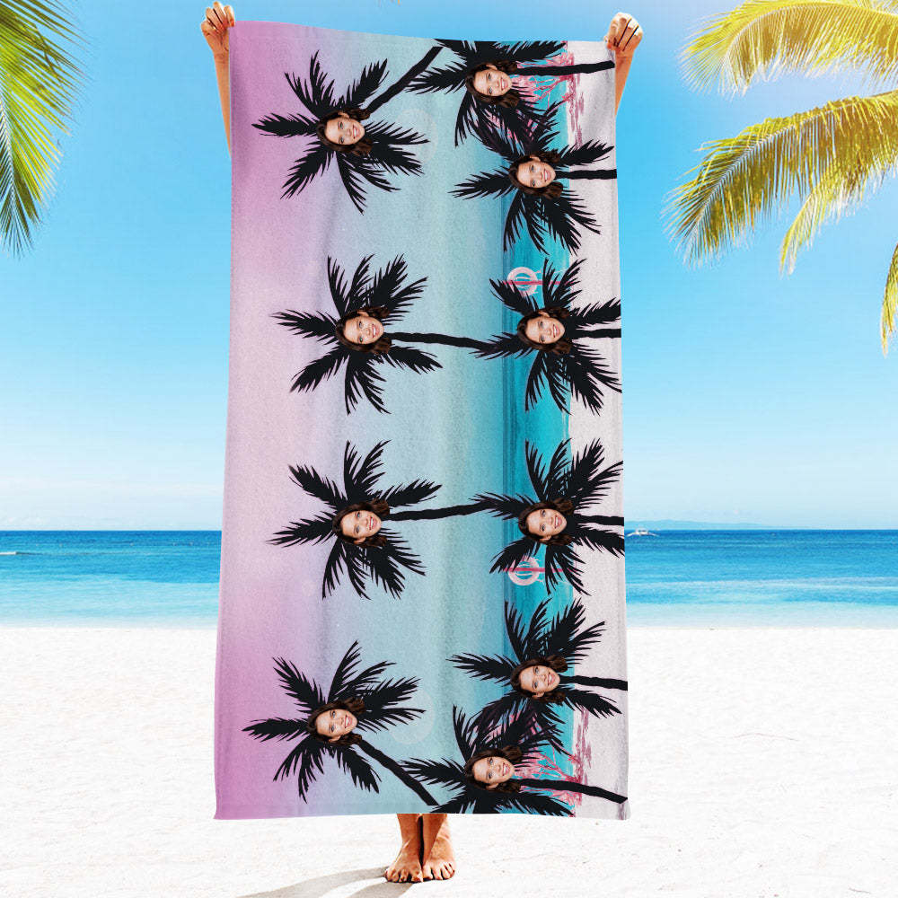 Strandtuch Mit Individuellem Gesicht, Individuelles Strandtuch Im Hawaiianischen Stil, Lustiges Geschenk - FotoSocken