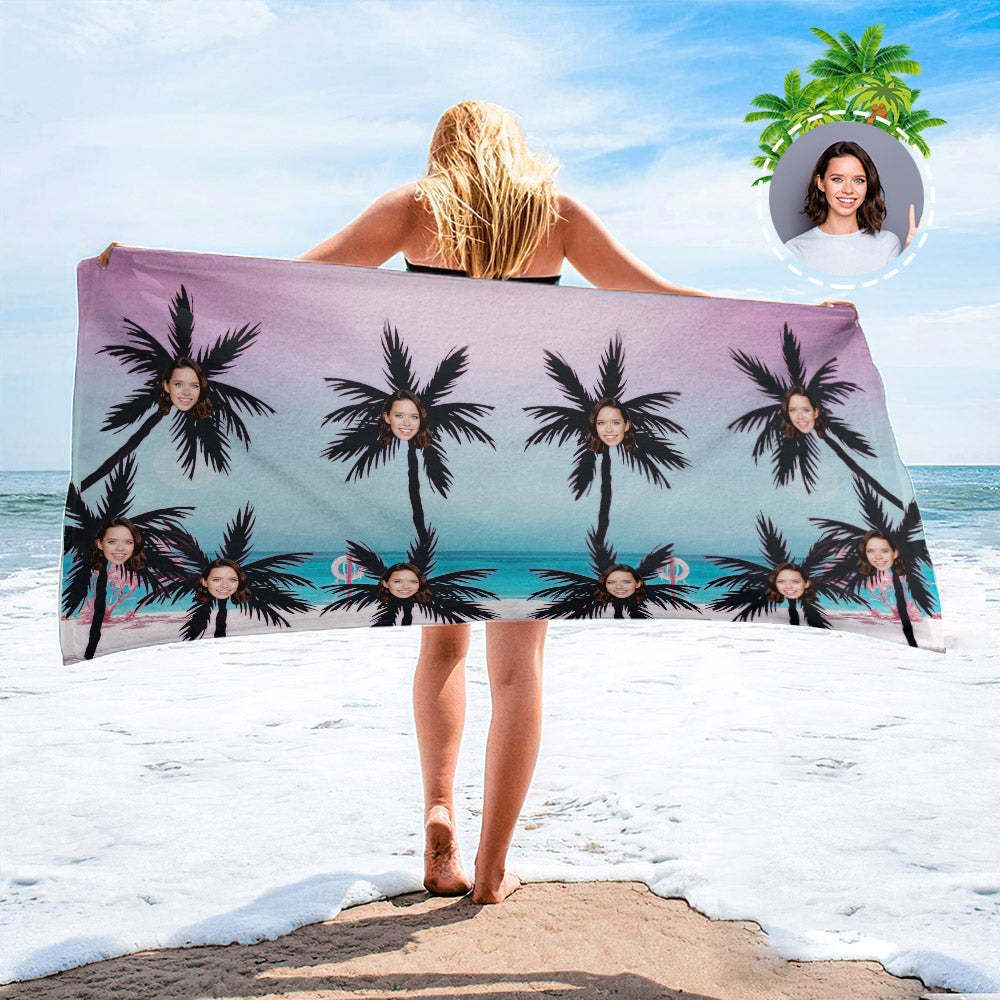 Strandtuch Mit Individuellem Gesicht, Individuelles Strandtuch Im Hawaiianischen Stil, Lustiges Geschenk - FotoSocken