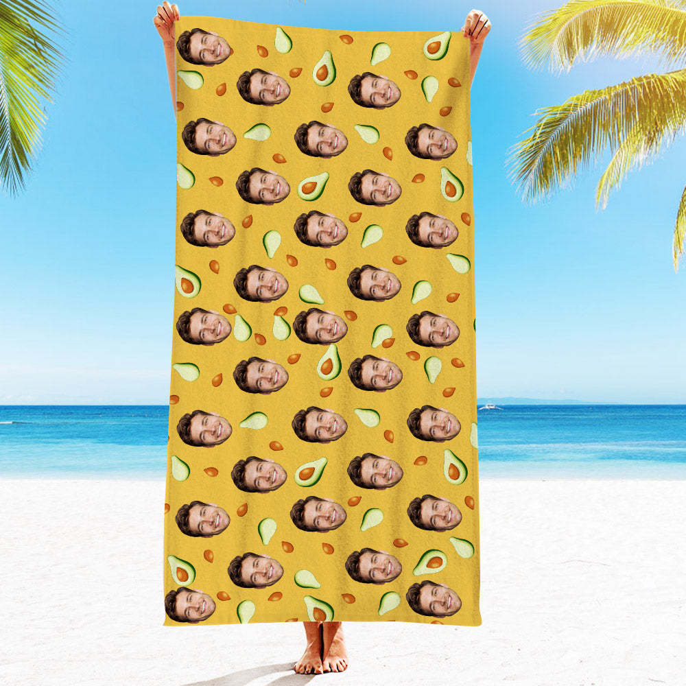 Strandtuch Mit Individuellem Gesicht, Individuelles Strandtuch Im Hawaiianischen Stil, Lustiges Geschenk - FotoSocken