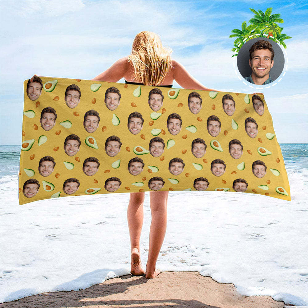 Strandtuch Mit Individuellem Gesicht, Individuelles Strandtuch Im Hawaiianischen Stil, Lustiges Geschenk - FotoSocken