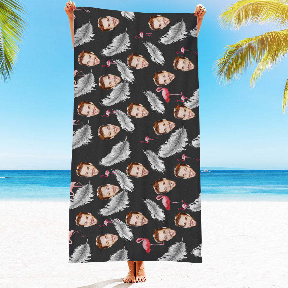 Strandtuch Mit Individuellem Gesicht, Individuelles Strandtuch Im Hawaiianischen Stil, Lustiges Geschenk - FotoSocken