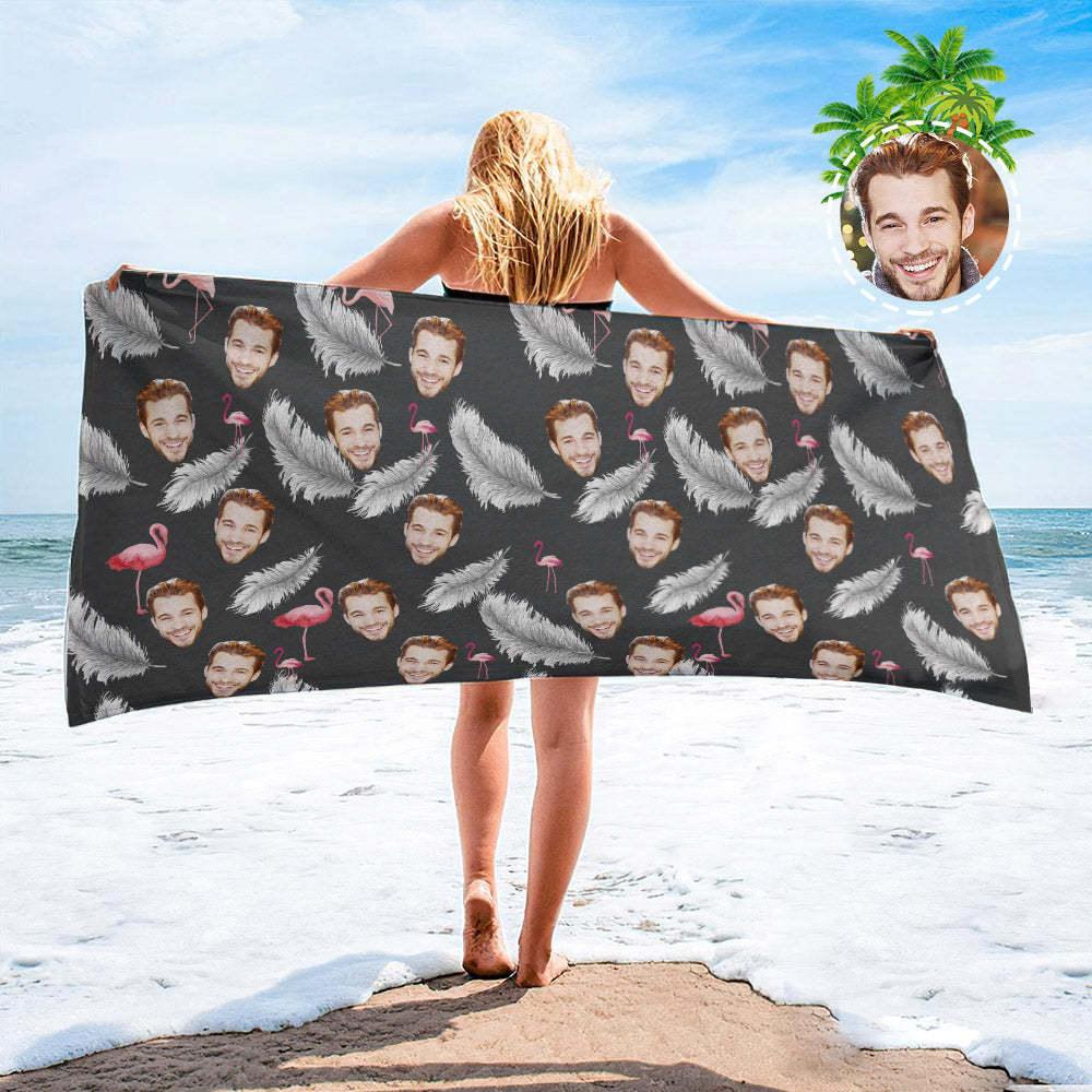 Strandtuch Mit Individuellem Gesicht, Individuelles Strandtuch Im Hawaiianischen Stil, Lustiges Geschenk - FotoSocken