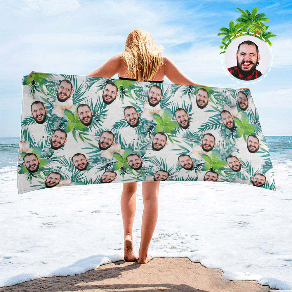 Strandtuch Mit Individuellem Gesicht, Individuelles Strandtuch Im Hawaiianischen Stil, Lustiges Geschenk - FotoSocken