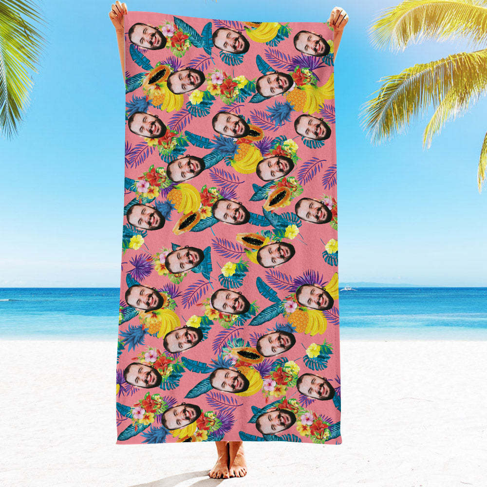 Strandtuch Mit Individuellem Gesicht, Individuelles Strandtuch Im Hawaiianischen Stil, Lustiges Geschenk - FotoSocken