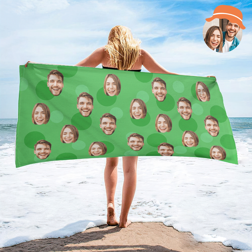 Personalisiertes Strandtuch Mit Gesicht, Individuelles Strandtuch, Lustiges Geschenk, Hellblau - FotoSocken