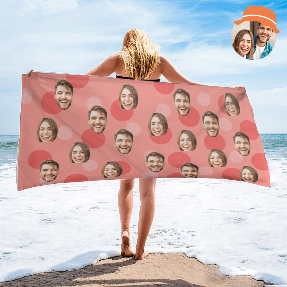 Personalisiertes Strandtuch Mit Gesicht, Individuelles Strandtuch, Lustiges Geschenk, Hellblau - FotoSocken