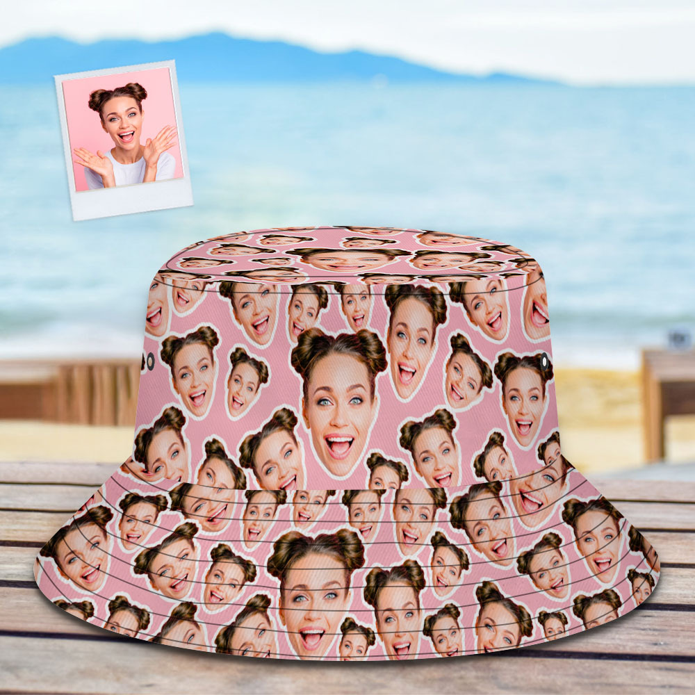 Benutzerdefinierte Mash Face Bucket Hat Unisex Face Bucket Hat Sommer Outdoor Hut Für Valentinstag - FotoSocken