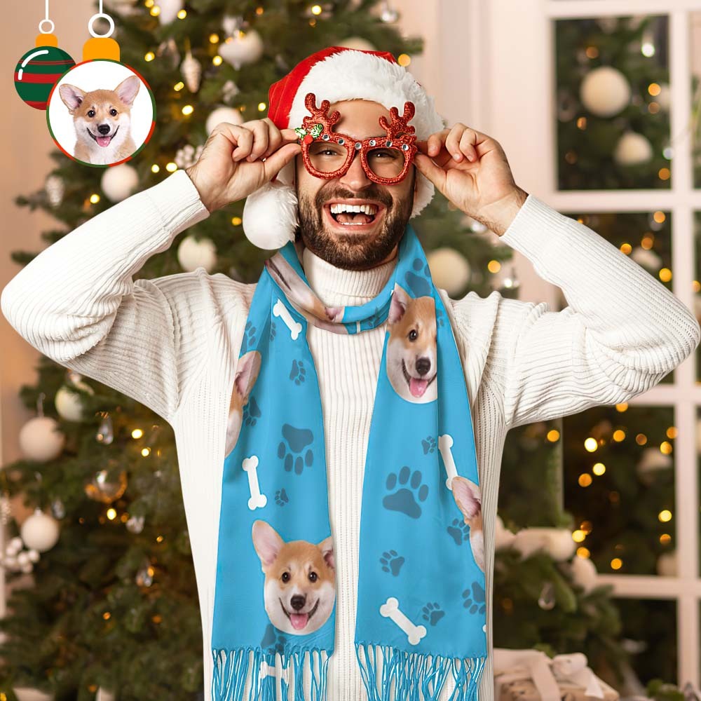 Kundenspezifischer Gesichts-weihnachtsschal Personalisierte Hundegesichts-entwurfs-weihnachtsgeschenke -