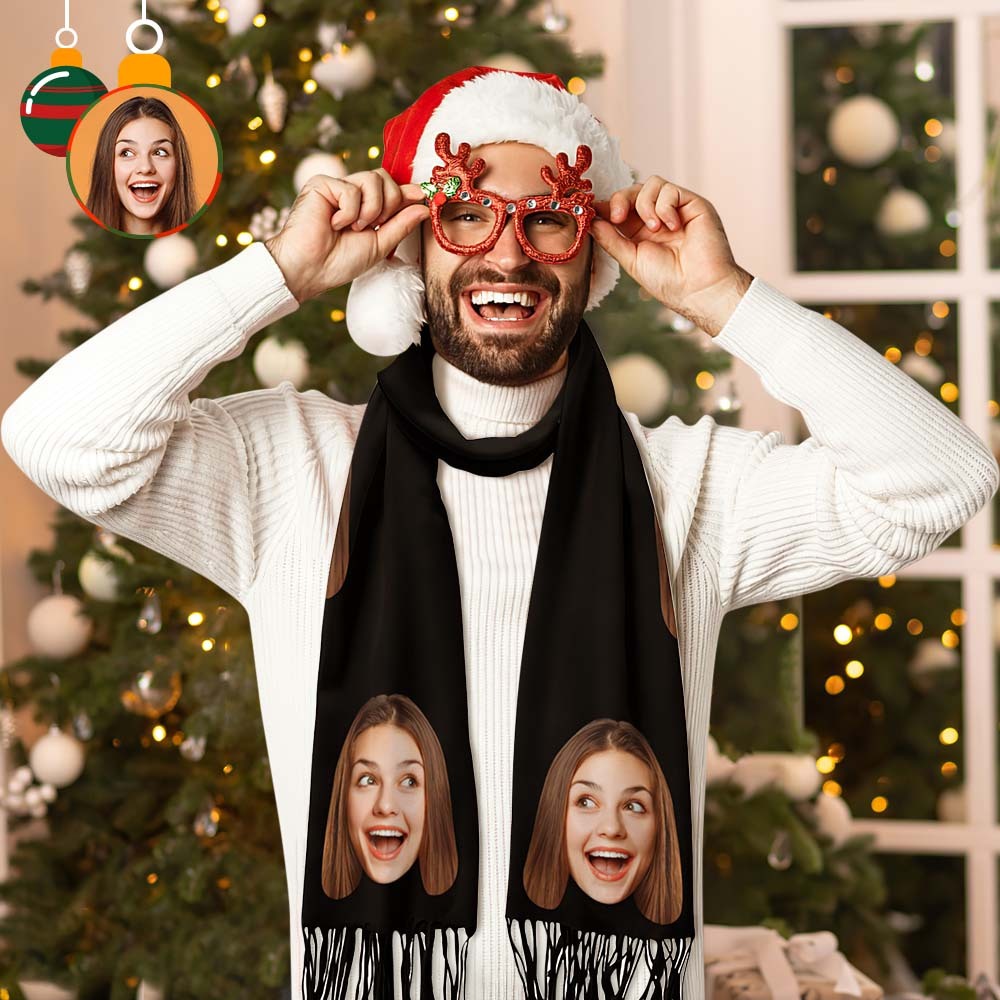 Kundenspezifischer Gesichts-weihnachtsschal Personalisierte Normallack-schal-weihnachtsgeschenke -