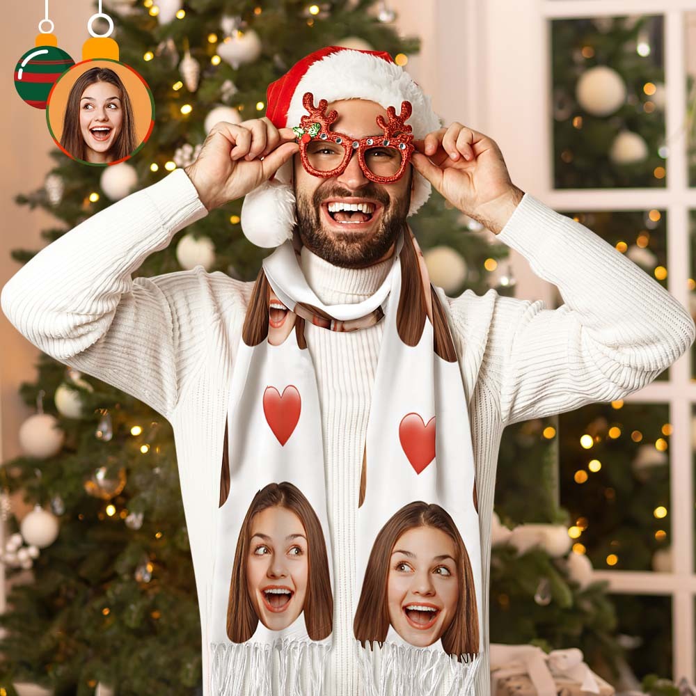 Kundenspezifischer Gesichts-weihnachtsherz-schal-personalisierte Geschenke -