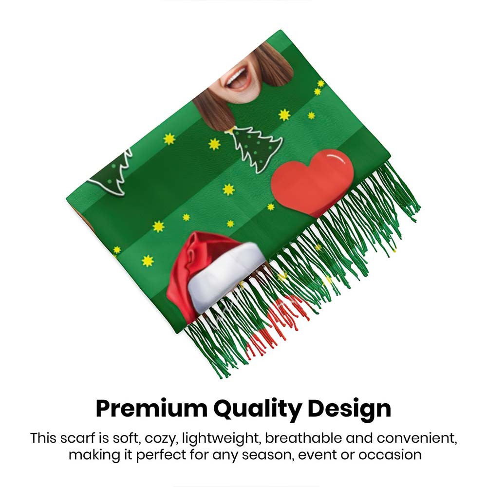 Kundenspezifischer Gesichts-weihnachtsschal-personalisiertes Design-weihnachtsherz -
