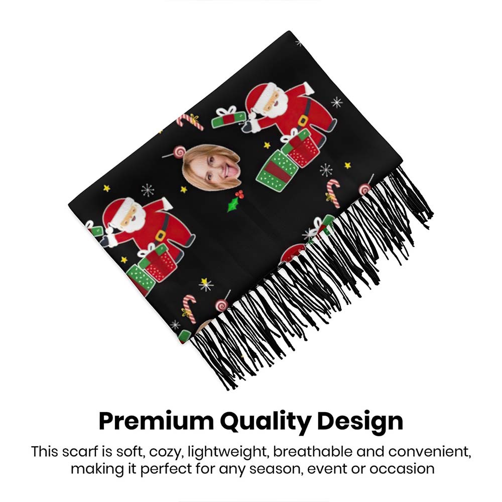 Benutzerdefiniertes Gesicht Weihnachtsschal Personalisiertes Weihnachtsüberraschungsgeschenk -