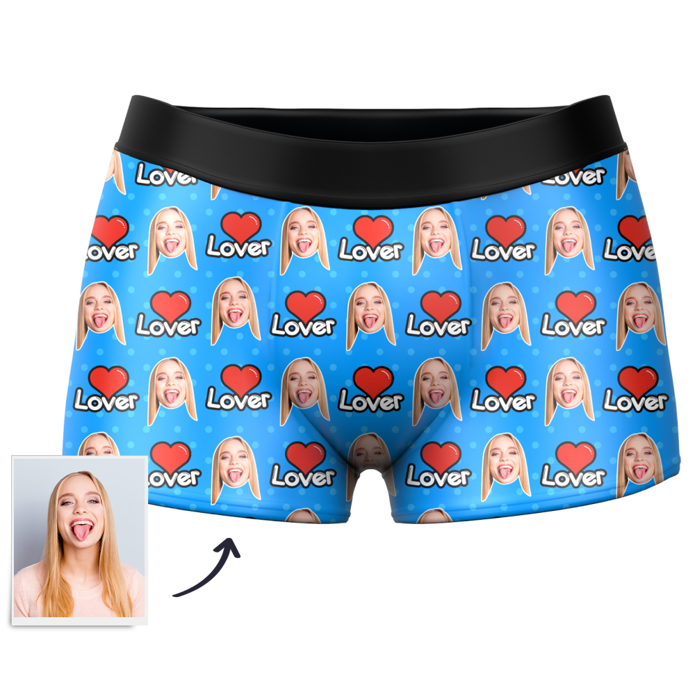 Herren Bunte Boxershorts mit individuellem Gesicht 3D-Online-Vorschau - Liebe