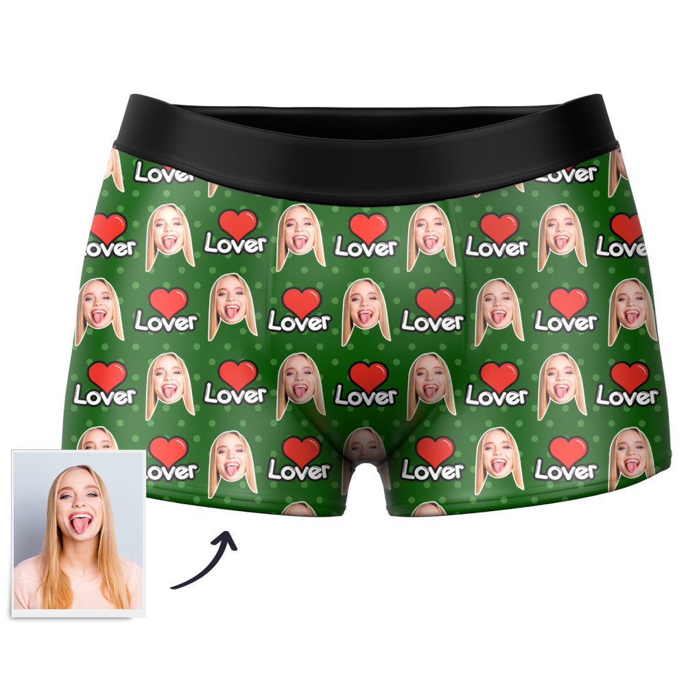 Herren Bunte Boxershorts mit individuellem Gesicht 3D-Online-Vorschau - Liebe