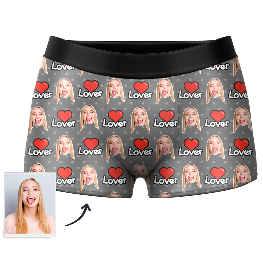 Herren Bunte Boxershorts mit individuellem Gesicht 3D-Online-Vorschau - Liebe