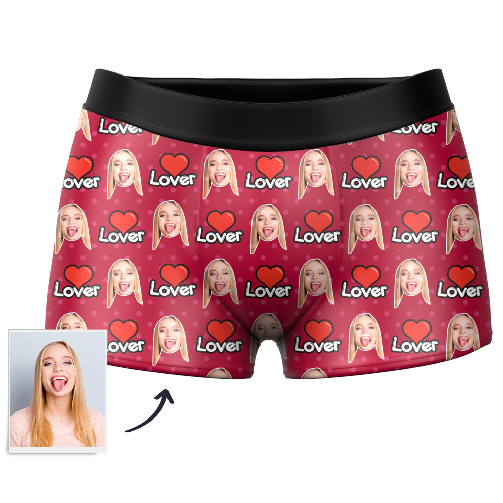 Herren Bunte Boxershorts mit individuellem Gesicht 3D-Online-Vorschau - Liebe