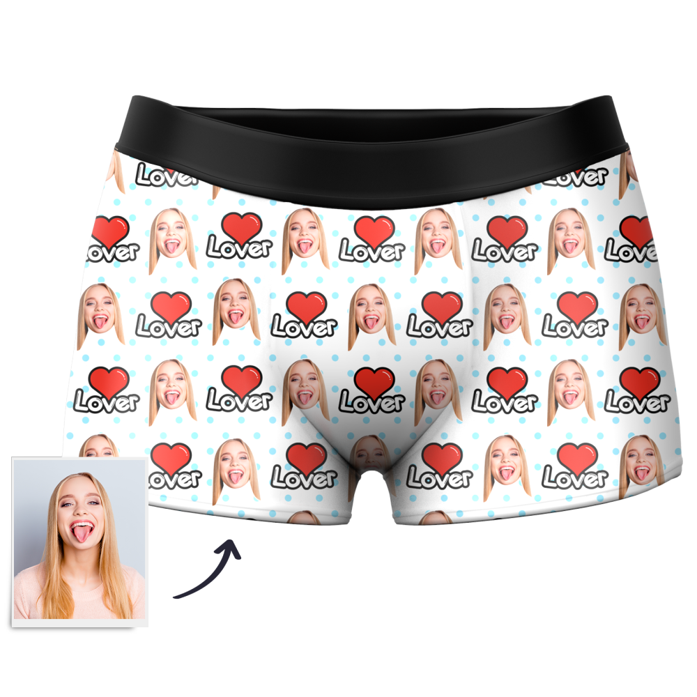 Herren Bunte Boxershorts mit individuellem Gesicht 3D-Online-Vorschau - Liebe