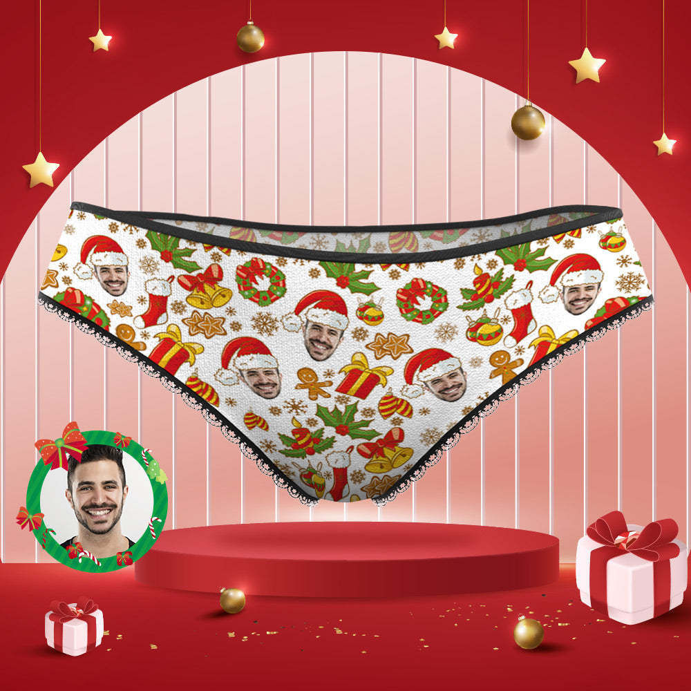 Personalisiertes Gesichtshöschen, Personalisiertes Weihnachts-spitzenhöschen Für Frauen -