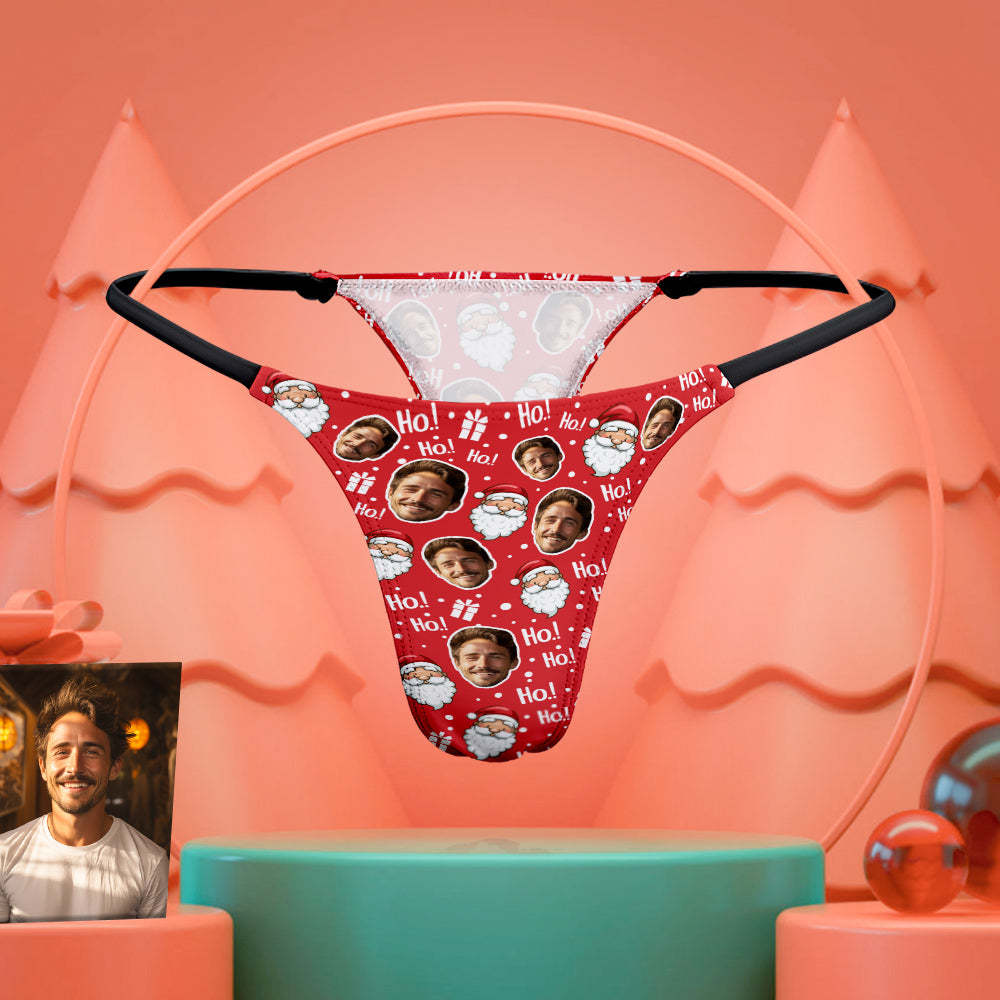 Benutzerdefiniertes Gesicht Damen Tanga Tanga Personalisierte Sexy Rote Unterwäsche Weihnachtsgeschenk Für Sie - 