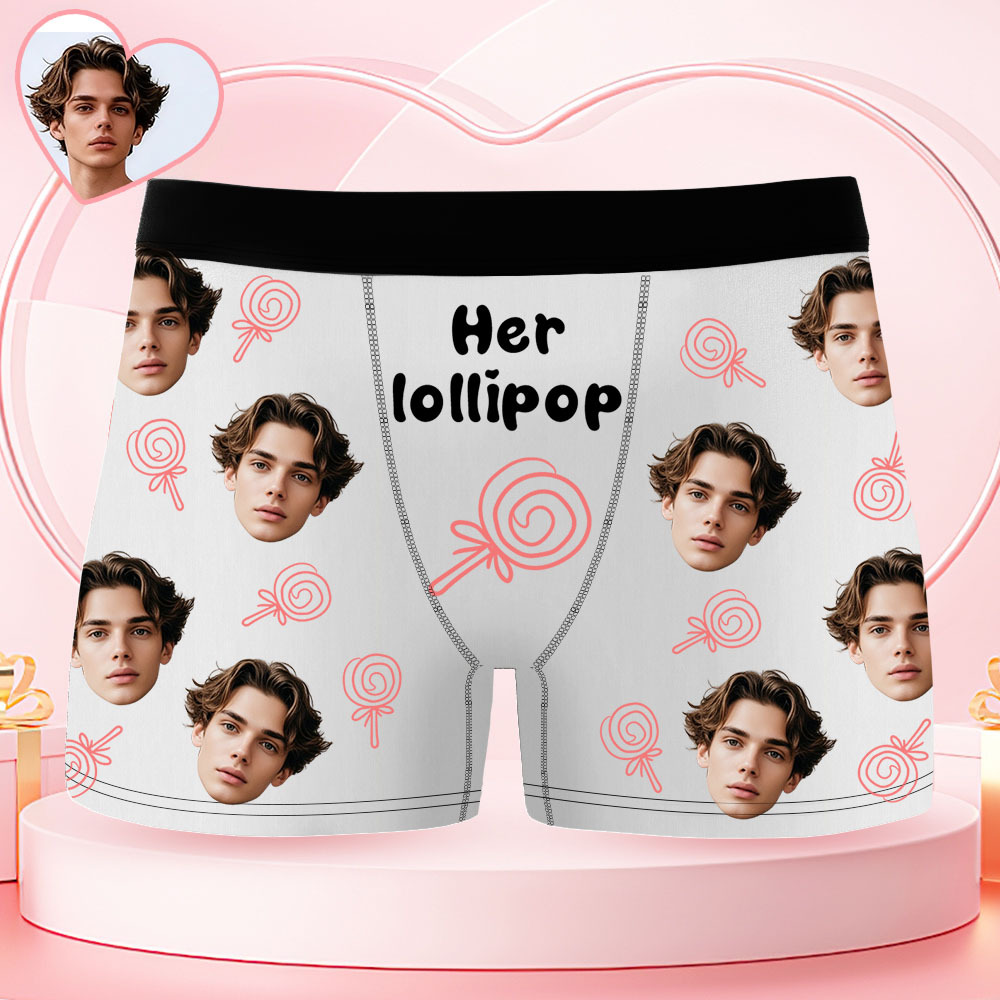 Personalisierte Boxershorts Für Herren Mit Individuellem Foto, Lollipop-motiv, Lustige Boxershorts Für Herren - FotoSocken
