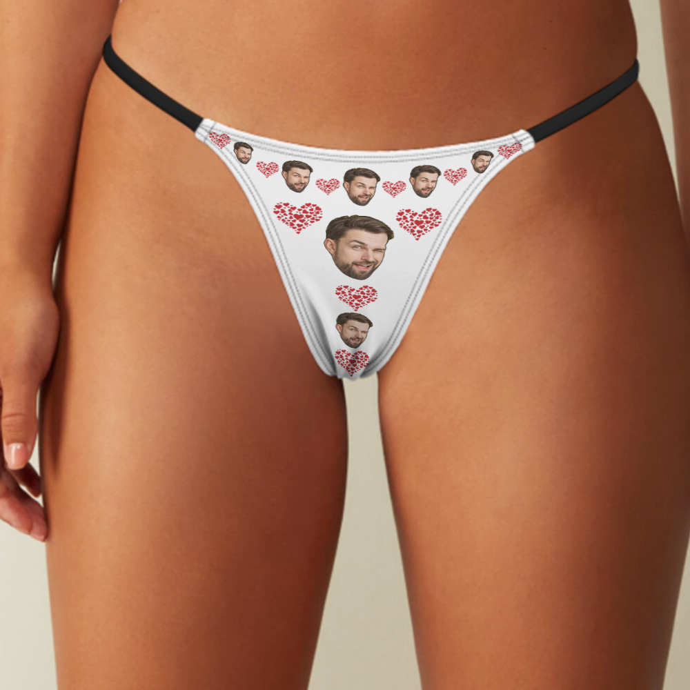 Personalisierter String-tanga Mit Gesichtsmotiv, Lustige Unterwäsche, Herz-tanga, Valentinstagsgeschenk - FotoSocken