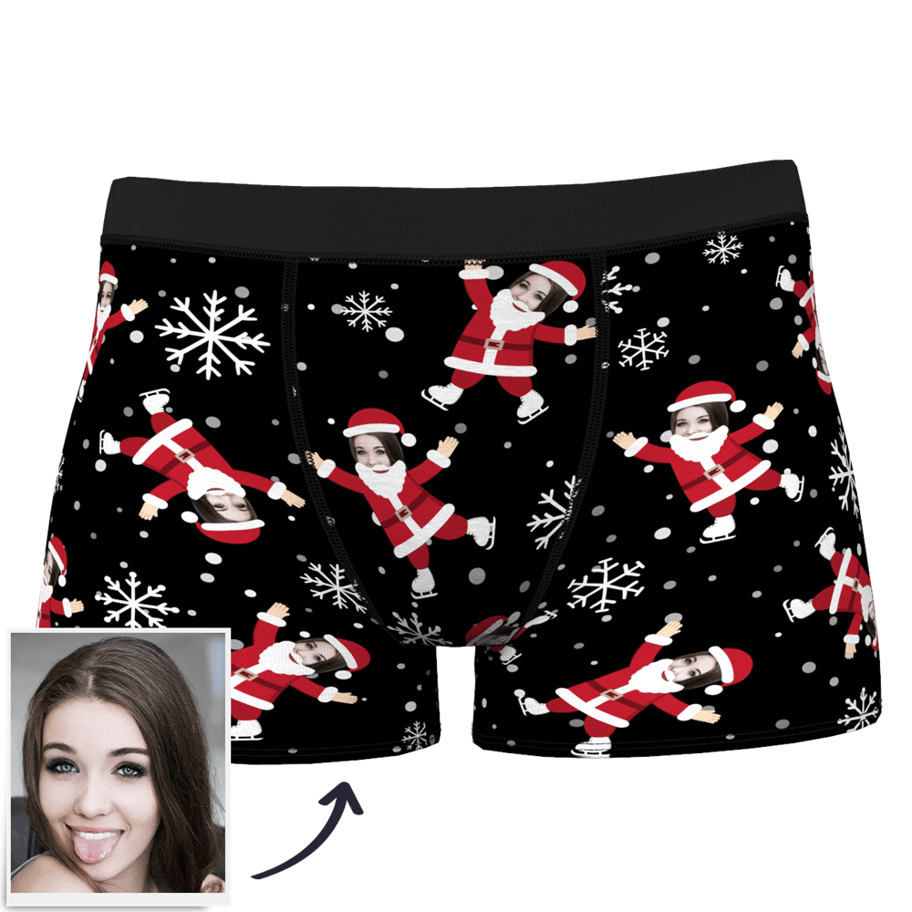 Fröhliche Weihnachten Kundenspezifische Gesicht Boxershorts Unterhose