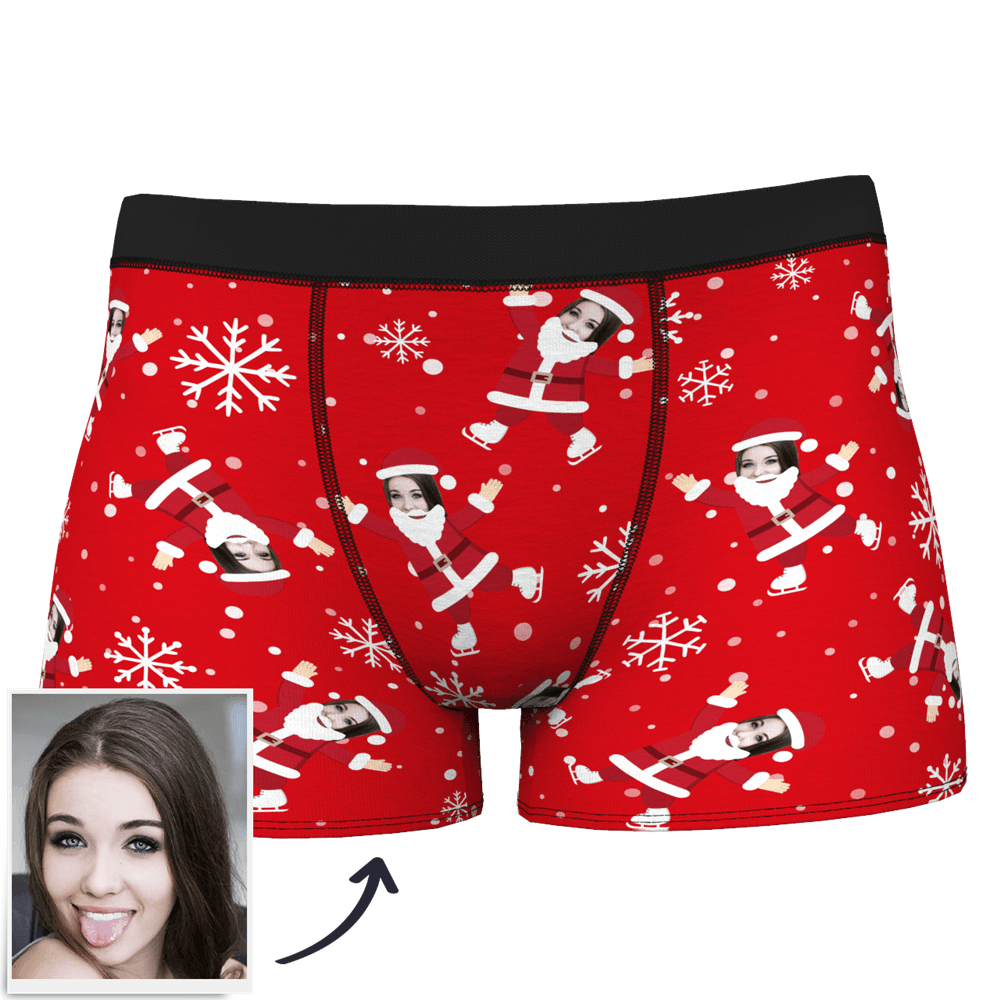 Fröhliche Weihnachten Kundenspezifische Gesicht Boxershorts Unterhose