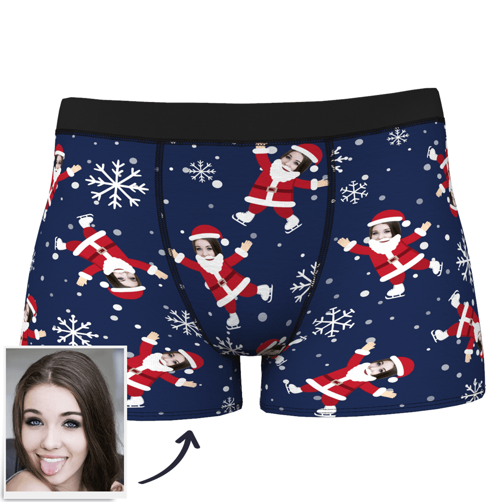 Fröhliche Weihnachten Kundenspezifische Gesicht Boxershorts Unterhose