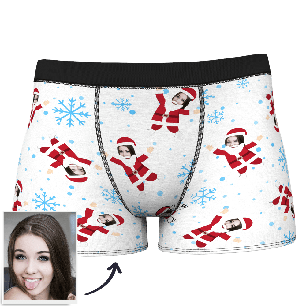 Fröhliche Weihnachten Kundenspezifische Gesicht Boxershorts Unterhose