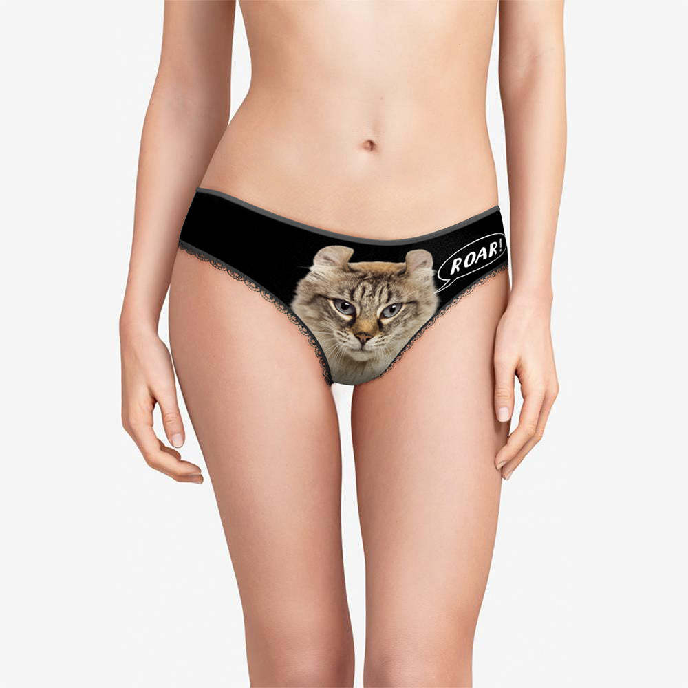 Benutzerdefinierte Gesicht Frauen Höschen Sexy Lustige Freche Tier Katze Brüllen Geschenke Für Sie -