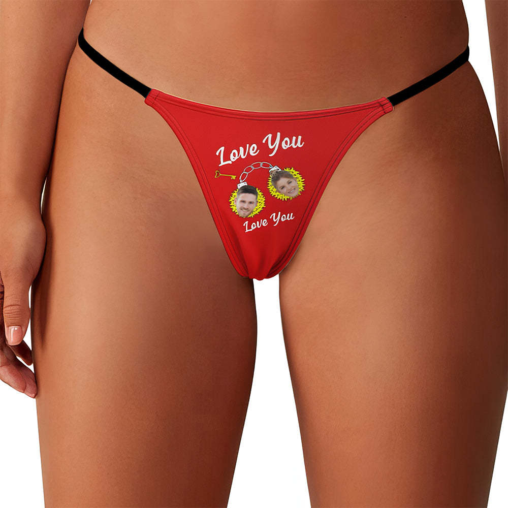 Custom Face Damen Tanga Handschellen Love You Thong -