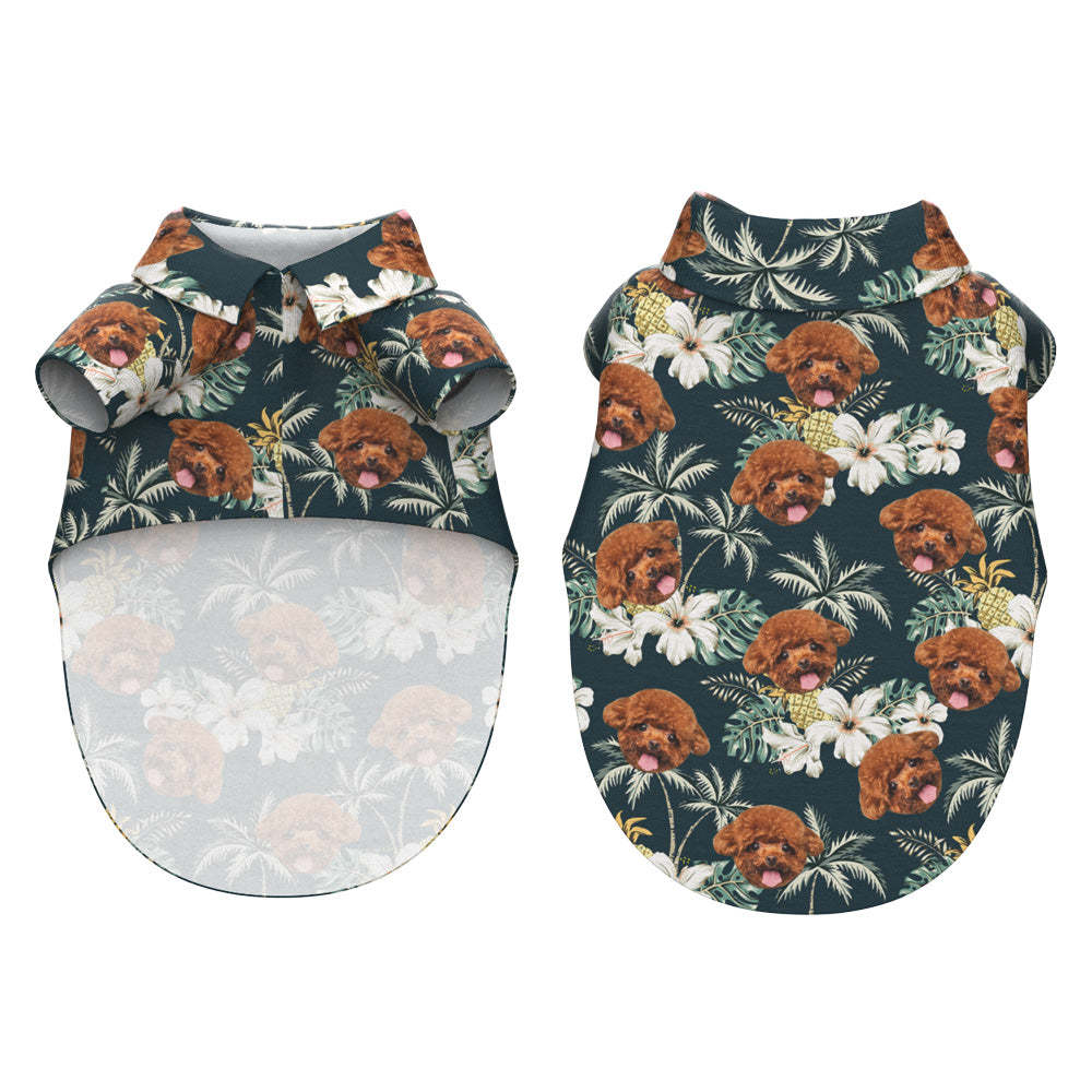 Kundenspezifisches Hawaiisches Hundehemd-personalisiertes Dunkelgrünes Haustier-strand-hemd-kleidungs-geschenk Für Haustiere -