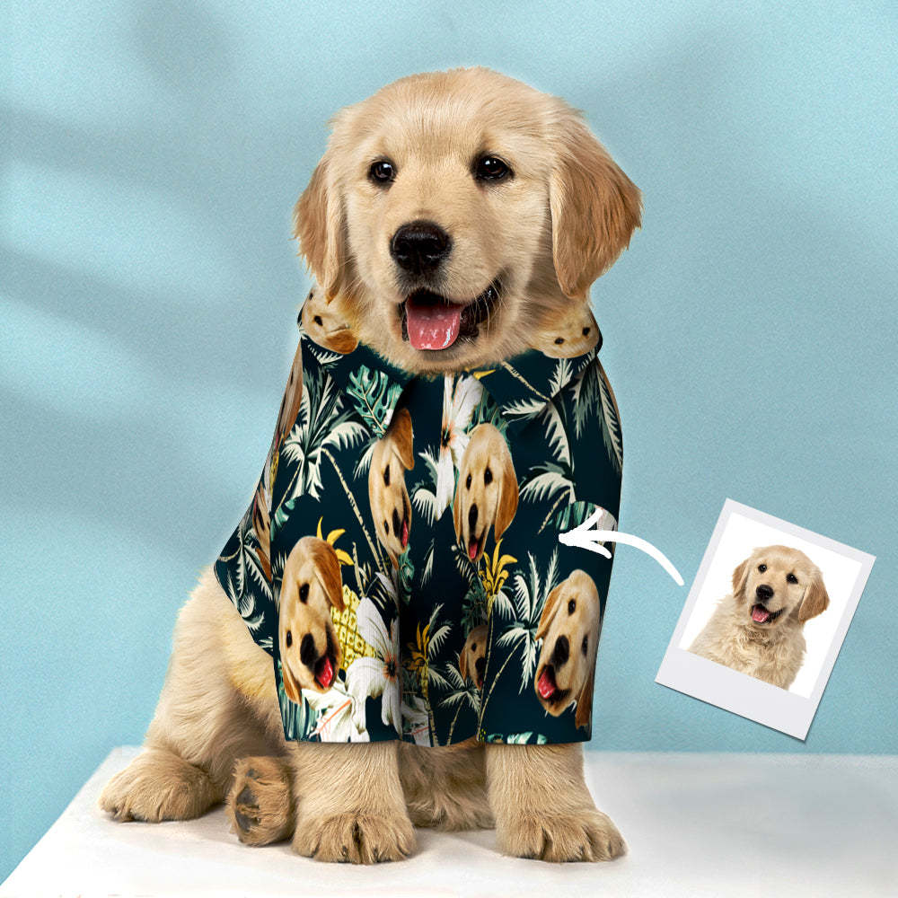 Kundenspezifisches Hawaiisches Hundehemd-personalisiertes Dunkelgrünes Haustier-strand-hemd-kleidungs-geschenk Für Haustiere -