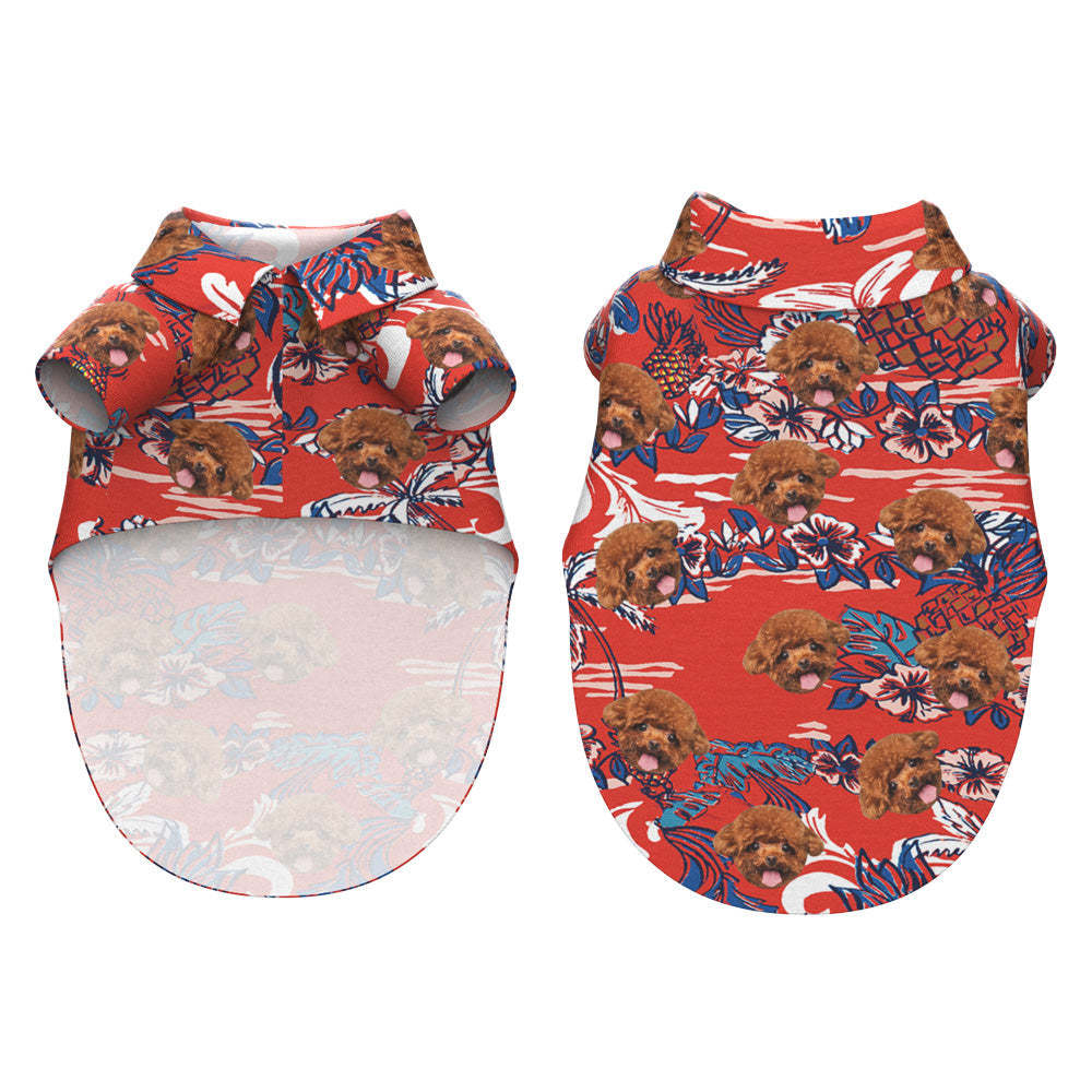 Kundenspezifisches Hawaiisches Hundehemd-personalisiertes Rotes Haustier-strand-hemd-kleidungs-geschenk Für Haustiere -