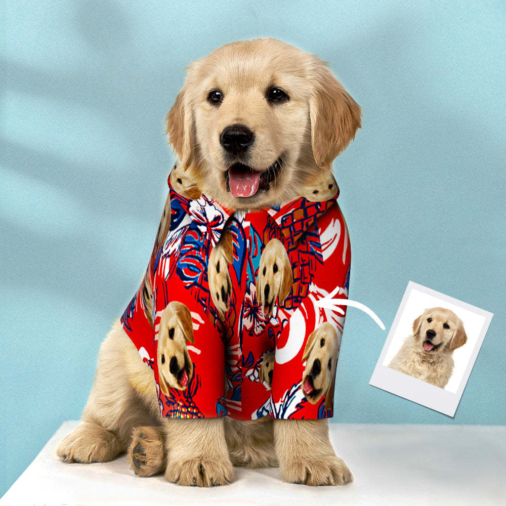 Kundenspezifisches Hawaiisches Hundehemd-personalisiertes Rotes Haustier-strand-hemd-kleidungs-geschenk Für Haustiere -