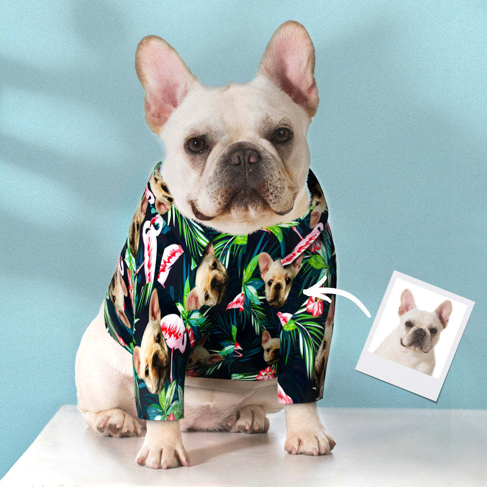 Kundenspezifisches Hawaiisches Hundehemd-personalisiertes Flamingo-haustier-strand-hemd-kleidungs-geschenk Für Haustiere -