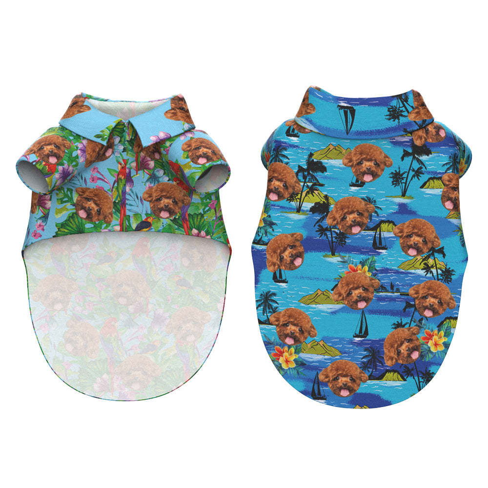 Custom Face Hawaiian Dog Shirt Personalisiertes Kokosnussbaum-druck-haustier-strand-shirt-kleidungs-geschenk Für Haustiere -