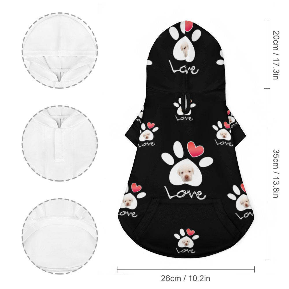 Custom Face Full Print Pet Sweater Love Heart Paw Print Pet Clothes -