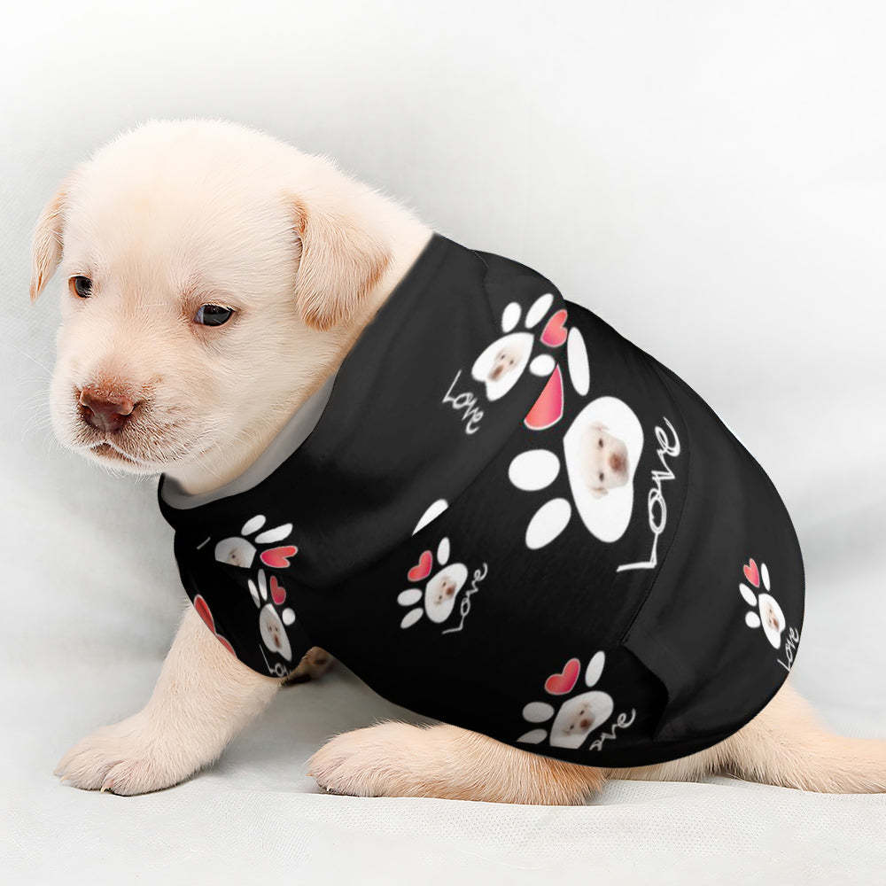 Custom Face Full Print Pet Sweater Love Heart Paw Print Pet Clothes -