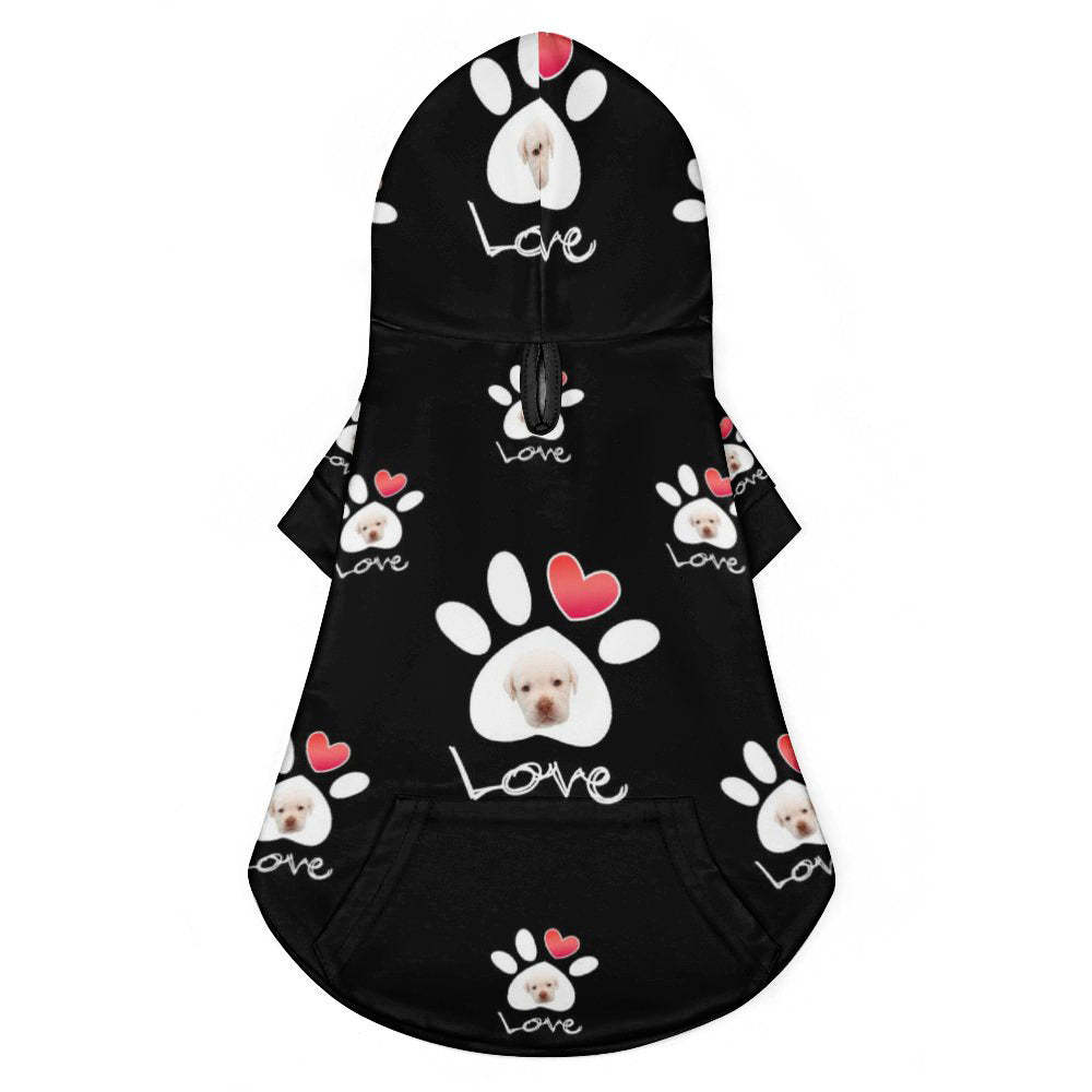 Custom Face Full Print Pet Sweater Love Heart Paw Print Pet Clothes -