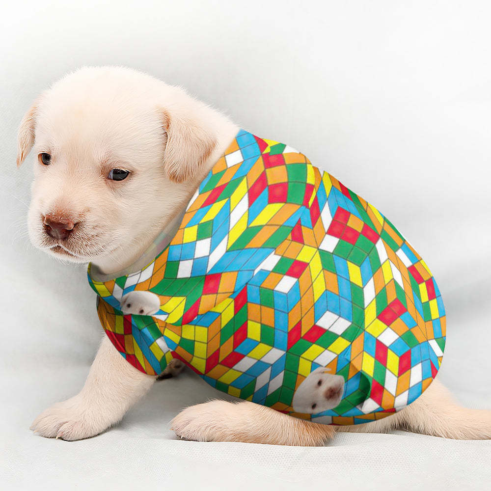 Custom Face Full Print Pet Sweater Color Block Stitching Pet Clothes -