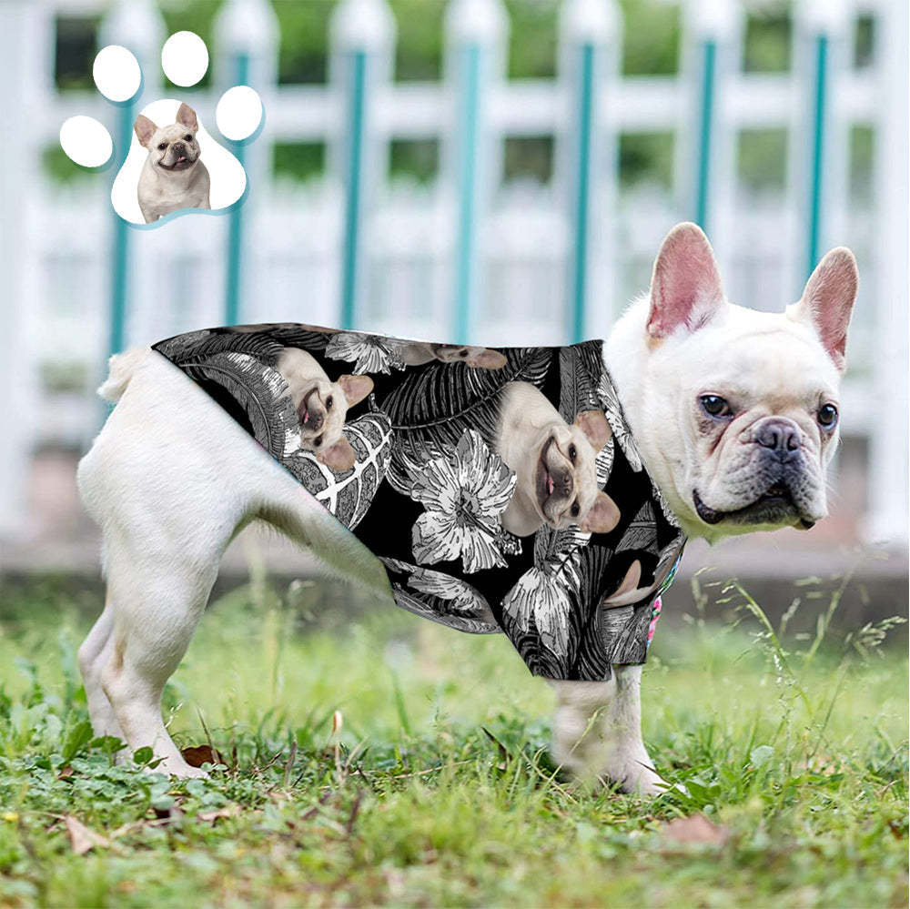 Kundenspezifischer Hundegesichts-hawaiischer Art-blumen-hund Und Inhaber, Die Hawaiische Hemden Zusammenbringen -