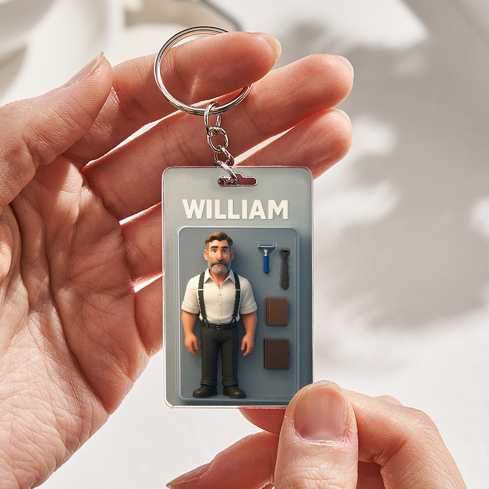 Vollständig Anpassbare Actionfigurenpackung, Verpackung Im Spielzeugbox-stil, Kunstgeschenk, Personalisierter 2d-druck, Acryl-schlüsselanhänger, Geschenk Für Ihn