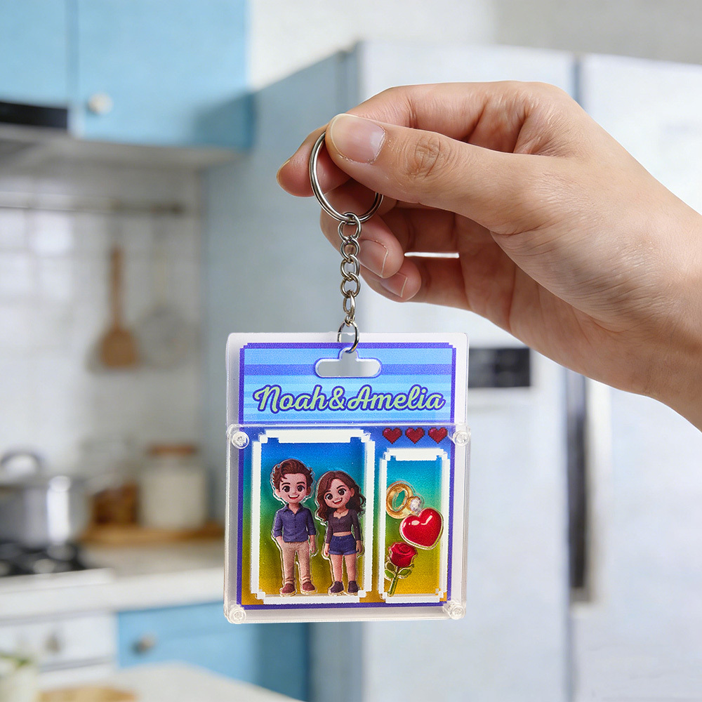 Personalisierter 3d-cartoon-schlüsselanhänger Aus Acryl Mit Fotomotiv – Einzigartiges Erinnerungsstück, Geschenk Für Paare Zum Valentinstag - FotoSocken
